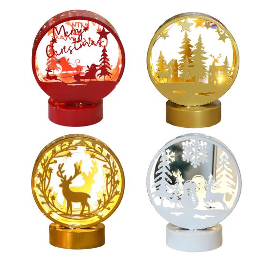 Christmas Night Light LED Elk Silhouette Decoration Lighted Santa Claus Table Centerpiece Snowman Nightlight for Kids Bedroom Festive Party Decor