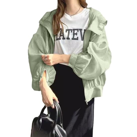 

Легкая солнцезащитная куртка для женщин на молнии, рубашки с защитой от солнца, худи с длинным рукавом для тренировок с карманами зелёный