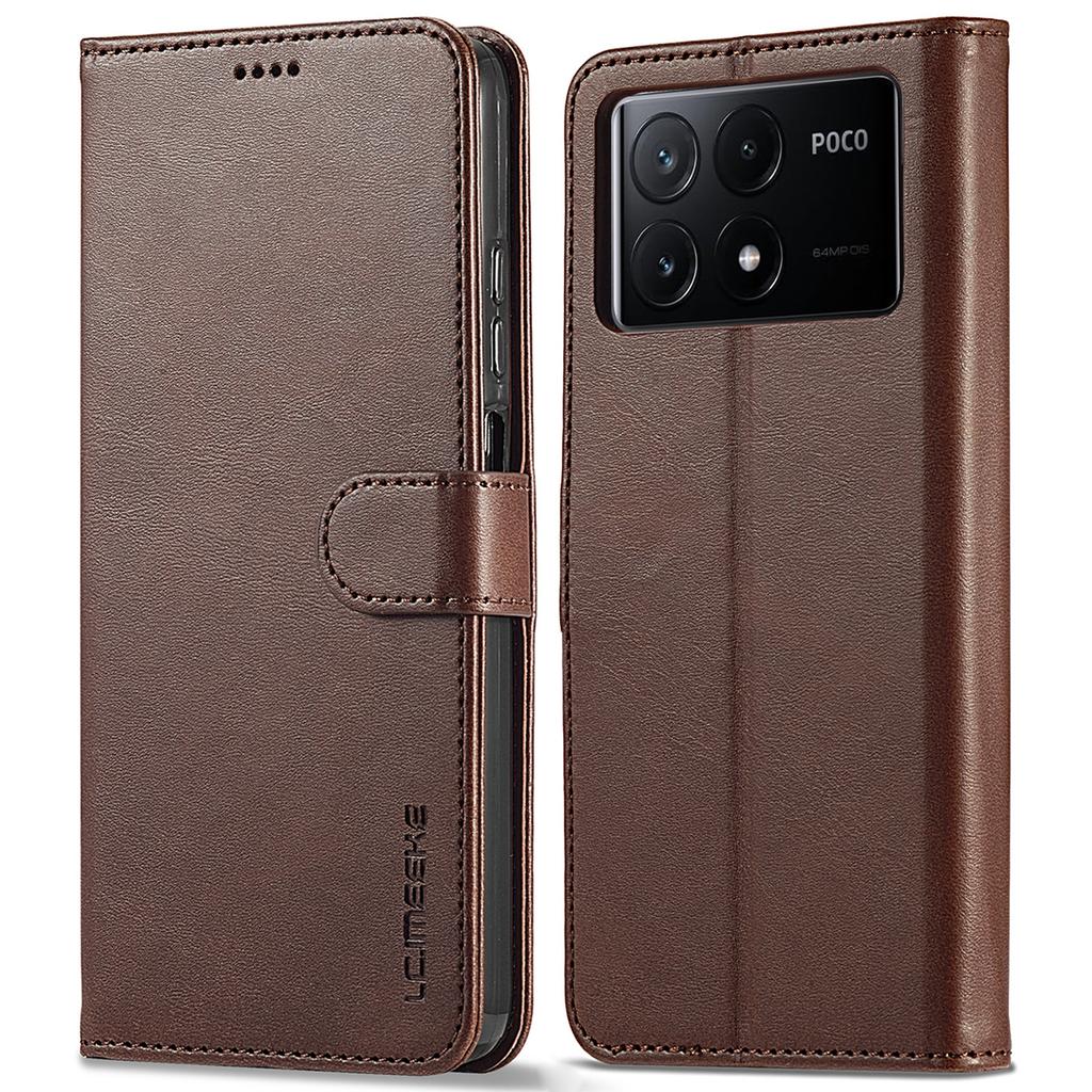 LC.IMEEKE For Xiaomi Poco X6 Pro 5G/Redmi K70E 5G Case Calf Texture Leather Wallet Flip Phone Cover