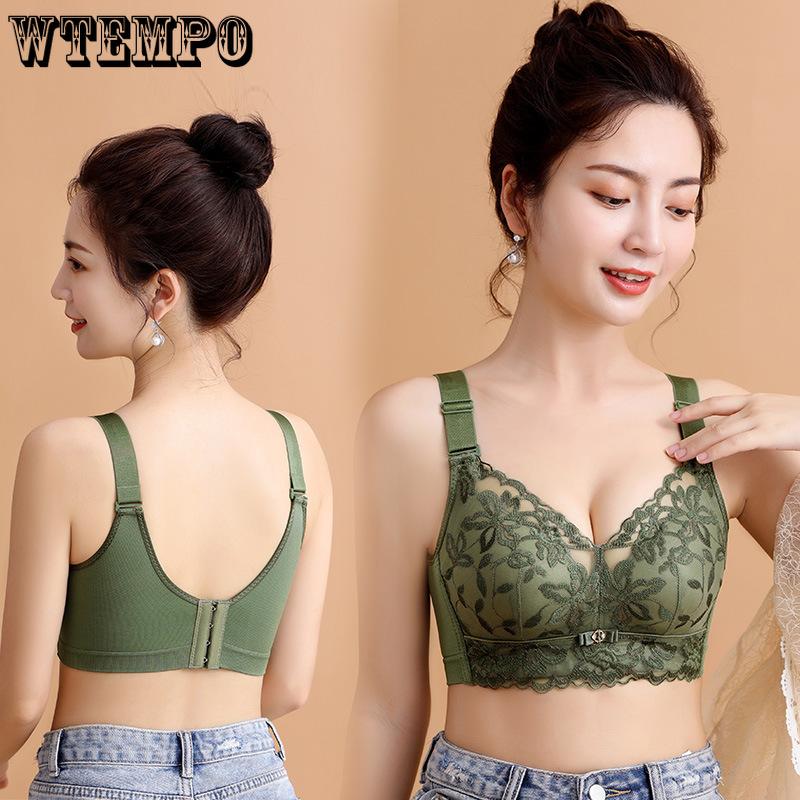 

Embroidered Bra Women s Gathering Bra No Steel Ring Adjustable Type Double Breasted Bra 40/90B бежевий