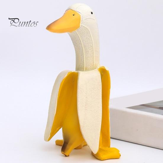 Realistic Resin Craft Creative Banana Duck Figurine, Sculpture, Novelty Art Micro Landscape Accessory Statue, Funny Desk Ornament for Home Office
