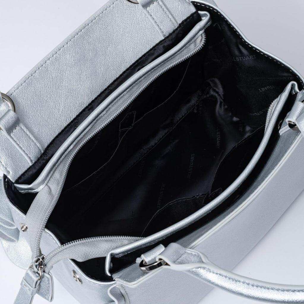Jill Stuart Handbag with Ruffle Feminine 2-Way Design, Padlock, JSLH5DH1, Silver, Women's