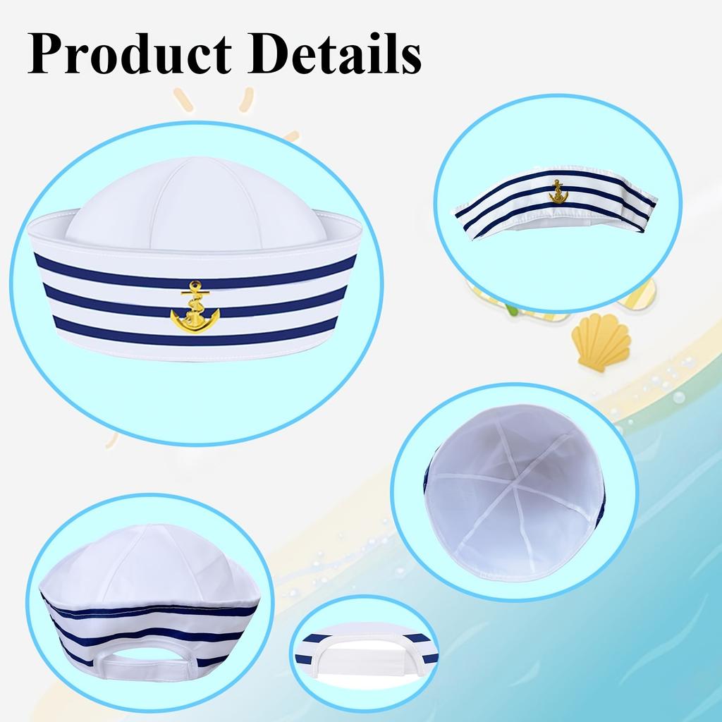 3Pcs Captain Hat Set, Sailor Hat Set, Sailor Hat For Boat Uniforms, Yacht Captain Hat, Sailor Boat Hat, Boat Scarf, Unisex Captain Costume For