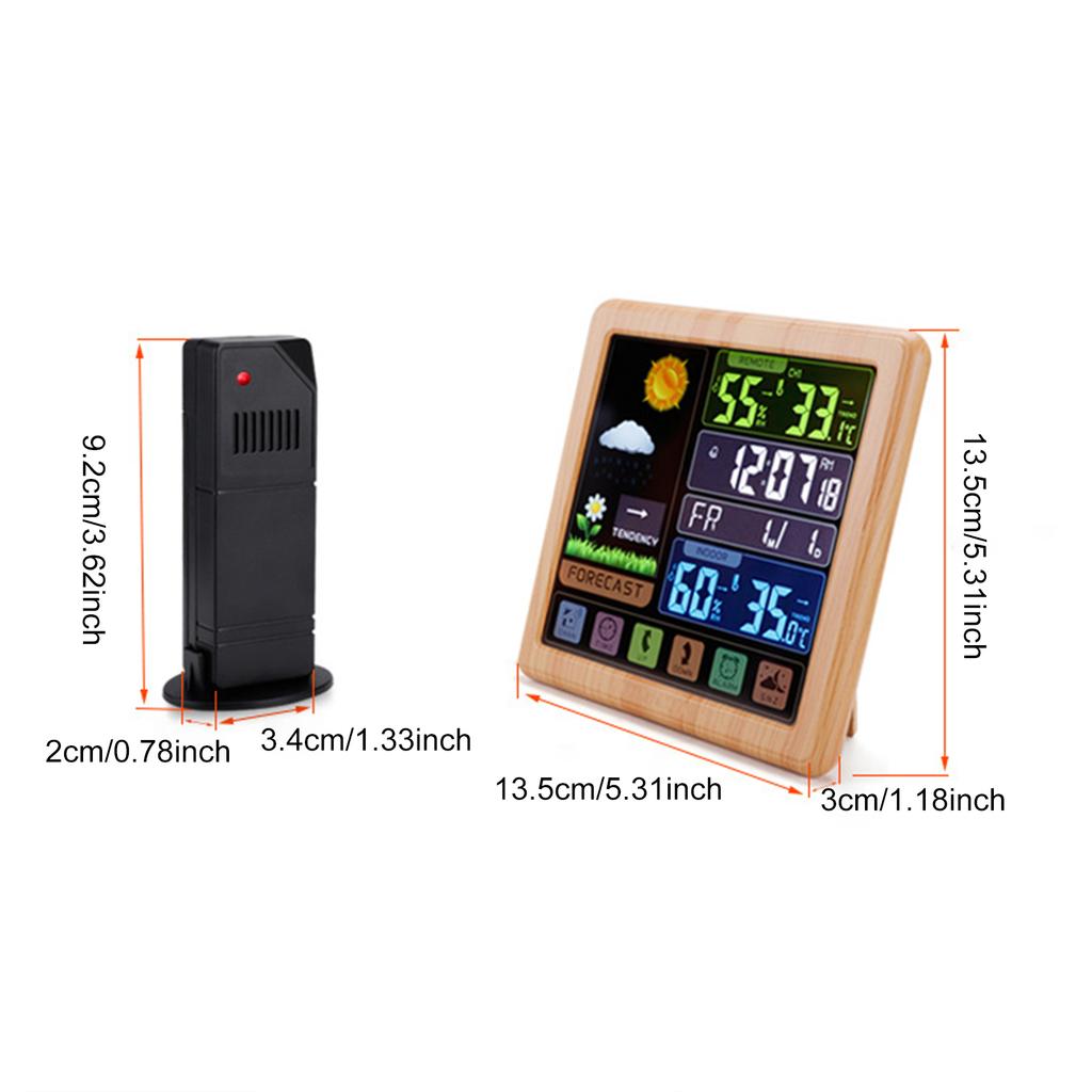 Cordless Weather Station Color Touchscreen Weather Clock Thermometer Hygrometer with Remote Sensor Temperature Humidity Meter