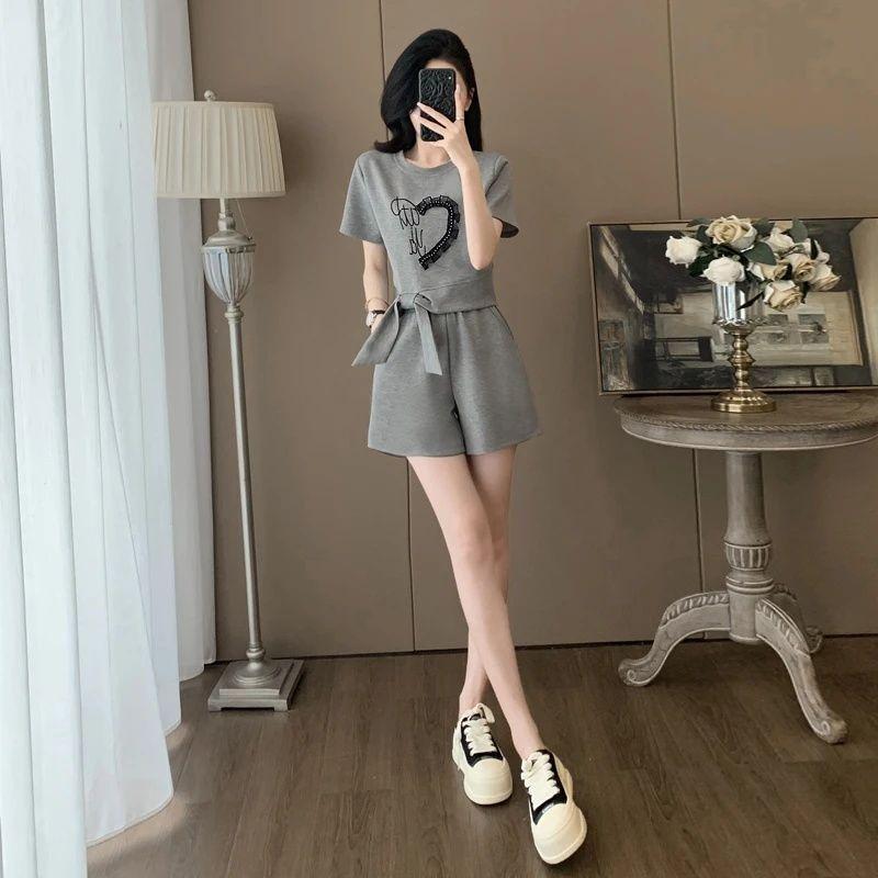 Fashionable Sports Suit Women's Summer Loose Casual Short Sleeve Shorts Two-piece Set