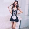 AINetJP Maid Clothes Lingerie Cosplay Disguise Extreme Cute See-Through (Black)