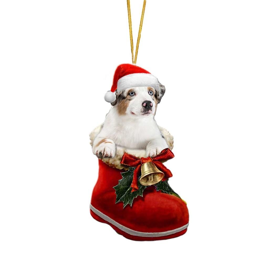 Adorable Cartoon Red Dog Car Hanging Ornament For Stylish Christmas Home Decor