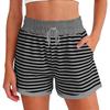 Women's Fashionable Relaxed-fit Striped Shorts With An Elasticated Waist Drawstring And Pockets