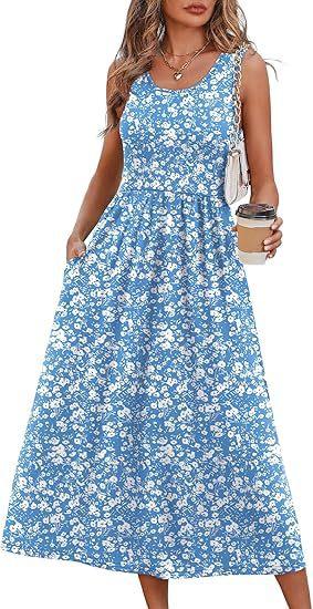 Women's clothing summer European and American neck printing pendulum sleeveless vest pocket dress