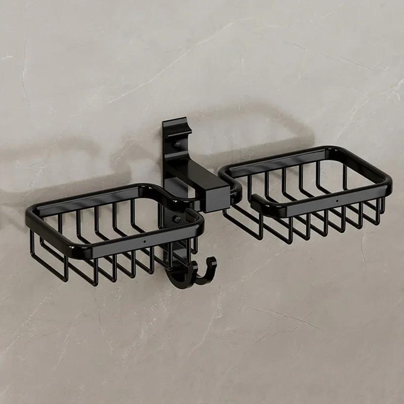 Aluminum Alloy Soap Dish Bathroom Soap Holder With Drain Water Wall Mounted Soap Box Bathroom Accessories