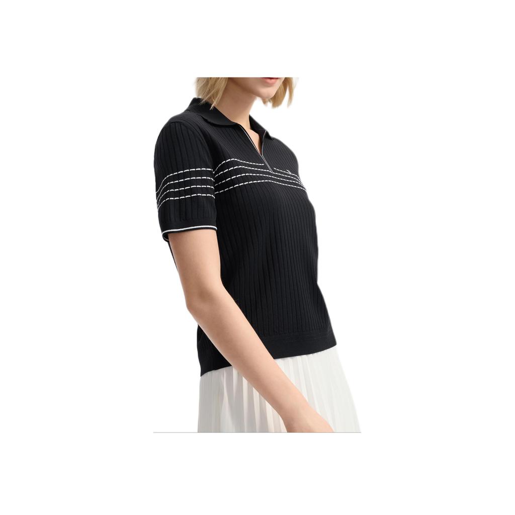 FILA White Series Fashion Simple Casual Versatile Comfortable Knit Short Sleeve T-Shirt Women Tops Legendary-Blue F11W523409F-NV
