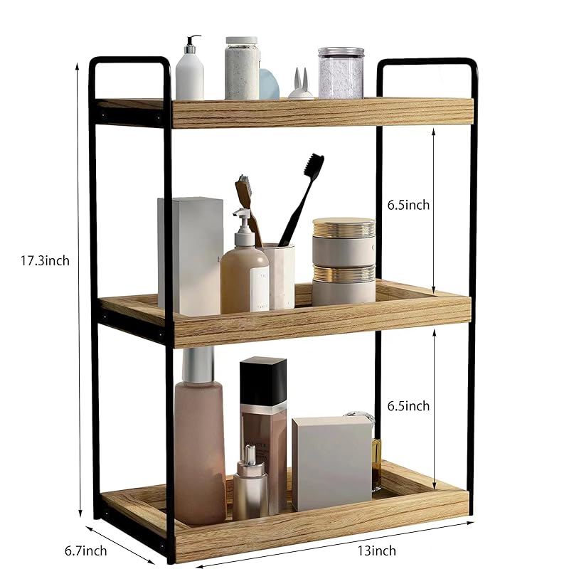 Dorhors 3 Tier Bathroom Counter Organizer,Countertop Bathroom Organizer and Storage Shelf,Bathroom Counter Tray and Vani коричневый