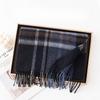 Korean Atmosphere Scarf Pure Cashmere Blue Plaid Scarf for Men Winter High End Cashmere Scarf for Women