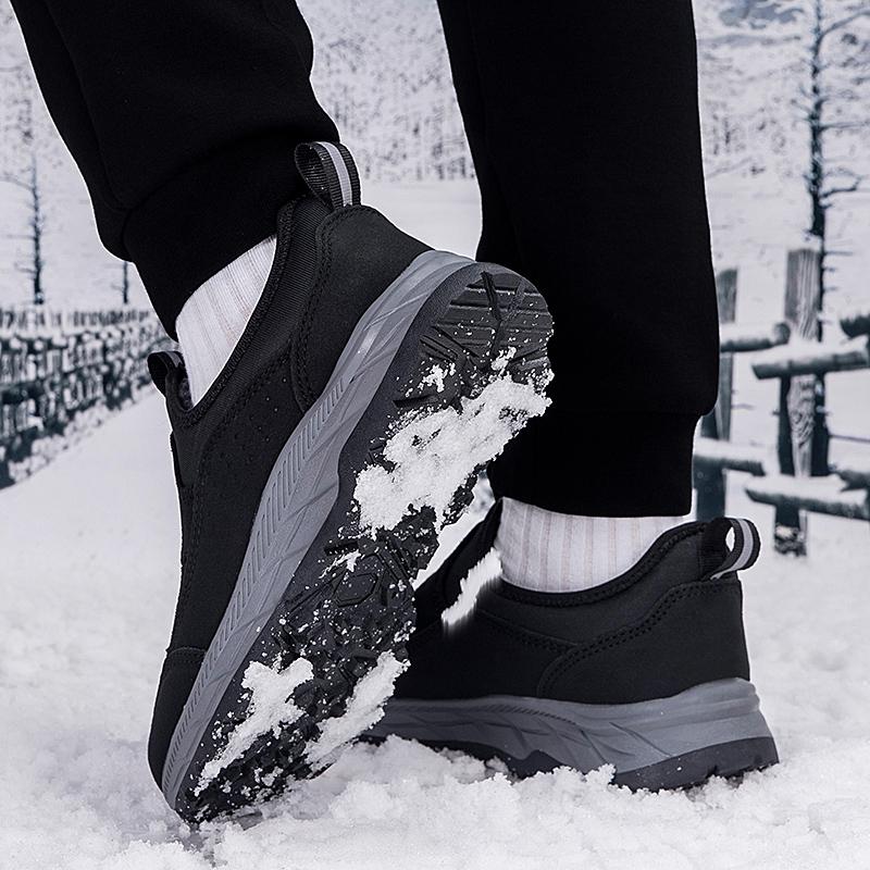 Plush Slip-on Cotton Shoes Warm Loafers Men Women Winter Outdoor Walking Hiking Sports Shoes Anti-slip Flat Shoes
