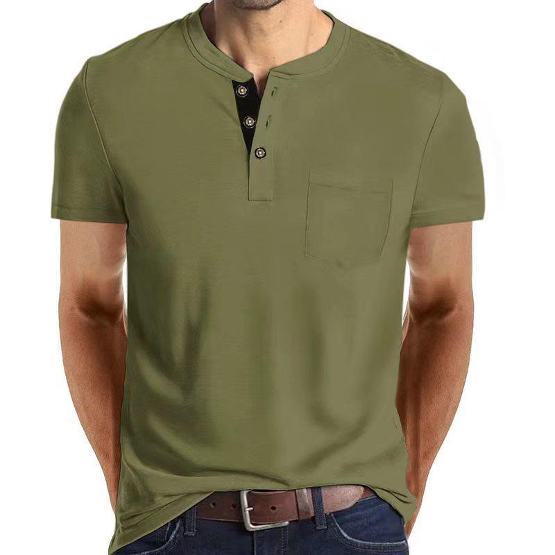 Summer New 11 Colours Men s Short-sleeved Button-pocket Large Size Polo Shirt Fashionable Versatile Body Shirt Tops S армия зеленый