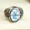 Aquamarine Oval Cut Gemstone With 925 Sterling Silver Ring For Men's #A748 JL375659074807