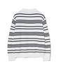 IRONYPORNO WHITELINE 86-Iroj358 Collared Neck Small Striped Long Sleeve Knit White