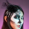 2pcs Halloween Scary Skeleton Hand Floral Hair Clip Hair Barrettes For Women Party Costume Accessory With Mesh Design