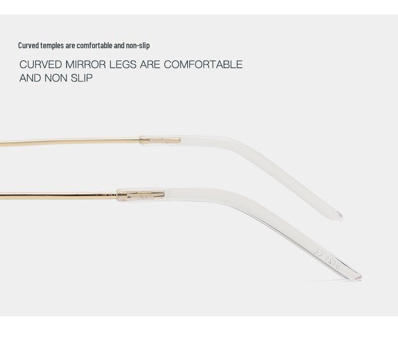 Jennie Style Frameless Oval Sunglasses with Rhinestones & Anti-Blue Light Lenses