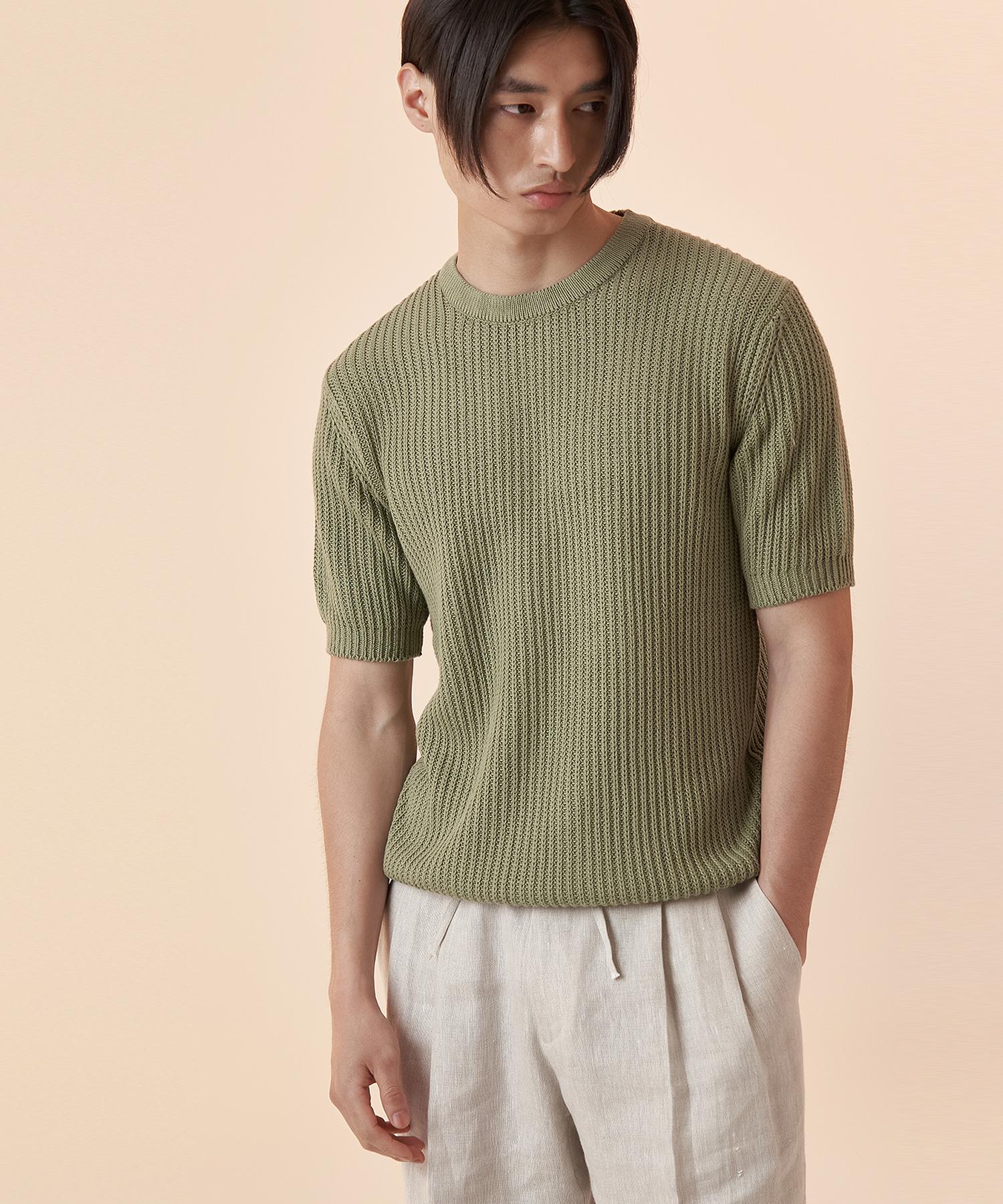 Iolo Organic Cotton Half Crew Neck_Khaki Khaki/L