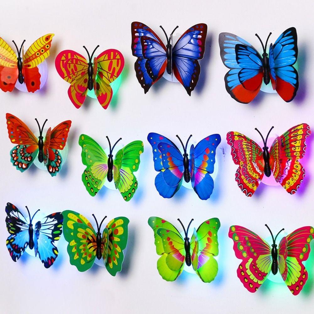 Paste Style Little Night Light Random Color LED Butterfly Lamp  Home Decoration