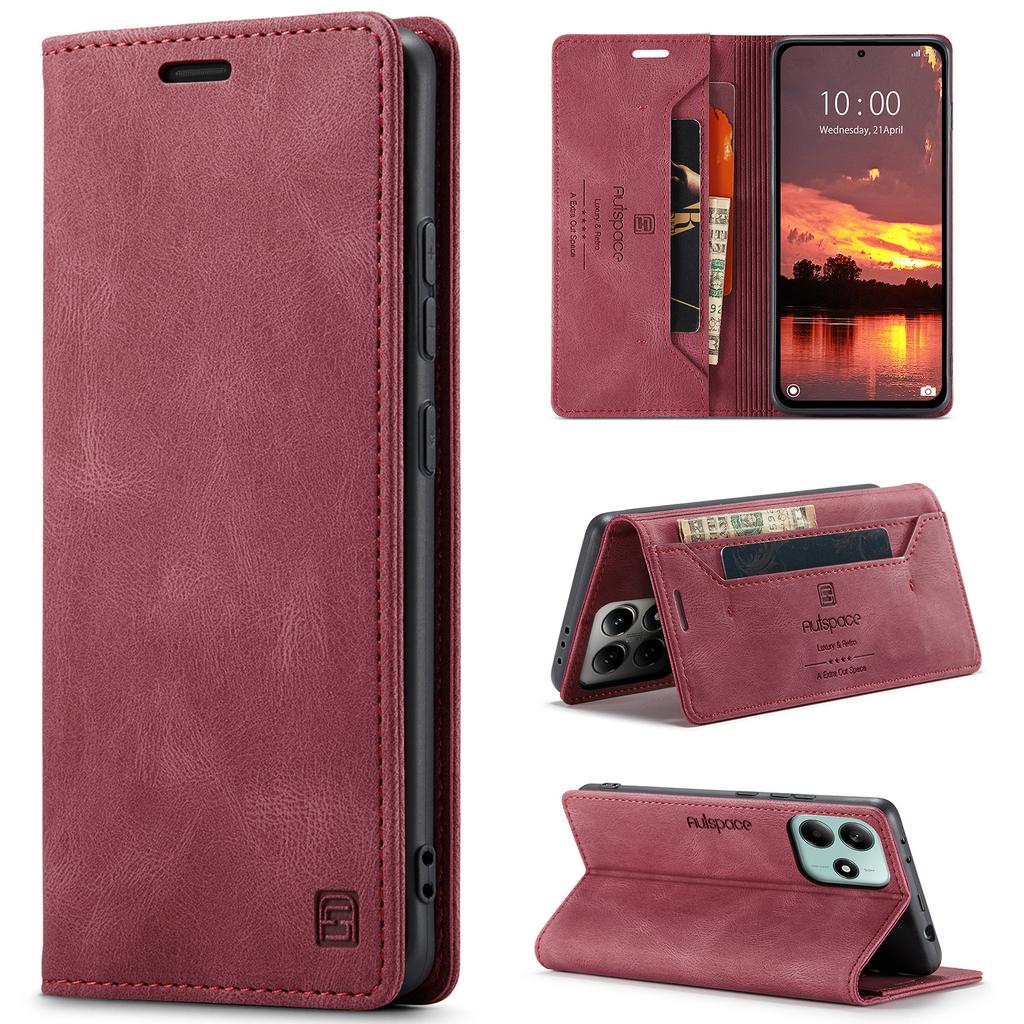 Premium Vintage Leather Wallet Case for Redmi Note 9-14 Series & POCO M2/M5S/X5/X7 - Flip Cover, Card Slots, Shockproof Retro (4 Colors)