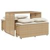 VidaXL Ensemble à manger de jardin et coussins 3 pcs Beige poly rotin, ensemble de salle à manger d'extérieur, meuble de 4003906