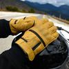Genuine Leather Motorcycle with Goat Motorcycle Perforated Leather Gloves, Perforated, Breathable, Protectors, Leather, Gloves, (Yellow, LL)