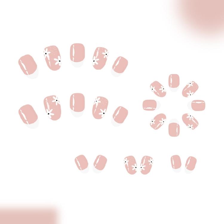 Multiple Color French Press On Nail Flower Design Fake Nail for Daily Travel Wear Easy Application 24pieces/Box