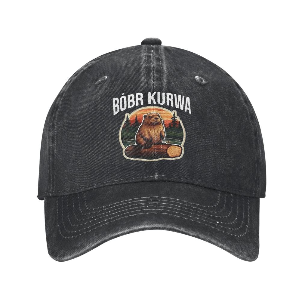 Classic Bober Bobr Kurwa Baseball Caps Unisex Women Distressed Denim Washed Headwear Outdoor Running Unstructured Soft Hats Cap