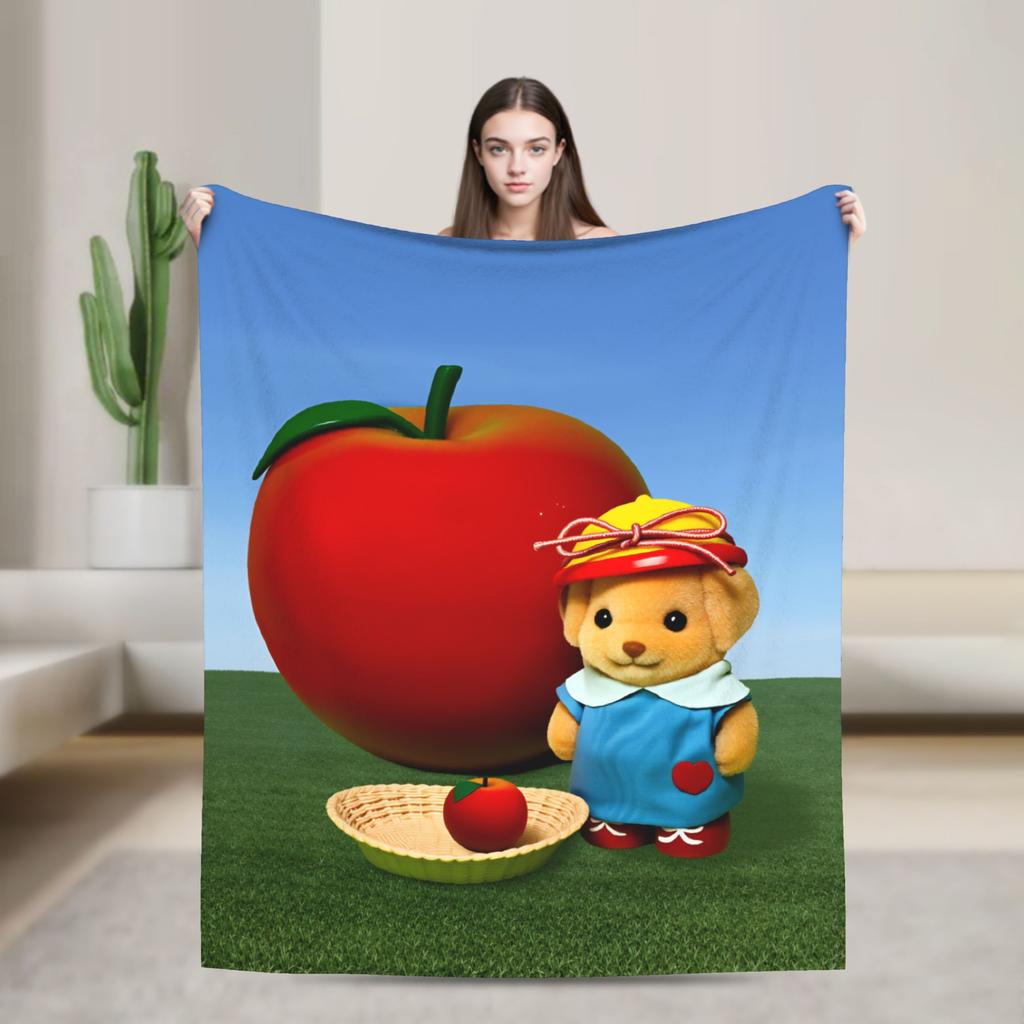 Cute Sylvanian Families Soft Warm Blankets Camping Plush Throw Blanket Funny Bedroom Flannel Bedspread Sofa Bed Cover