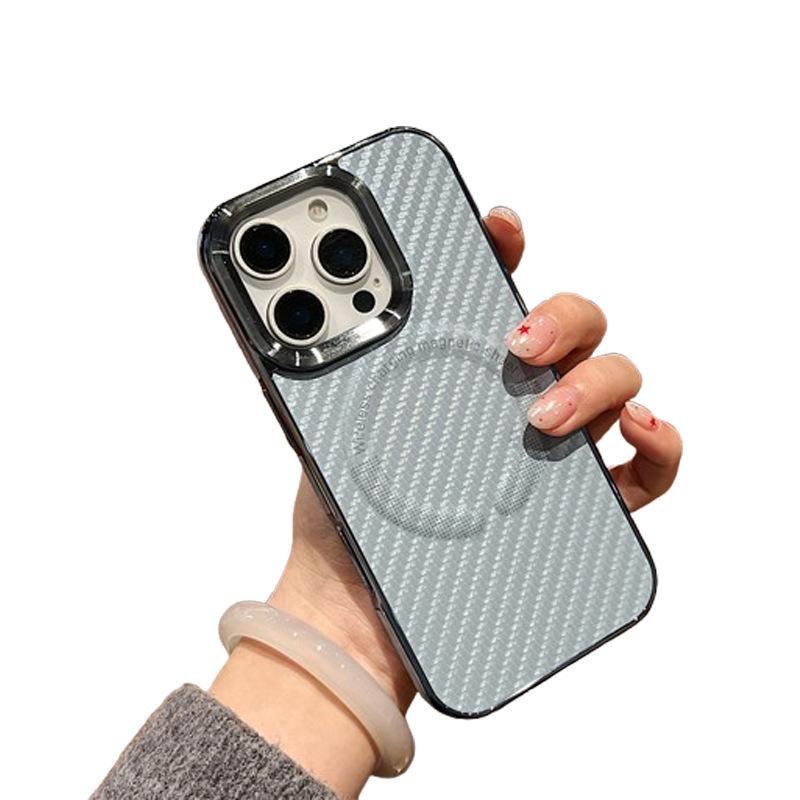 Applicable to Apple 16promax mobile phone case, carbon fiber pattern iPhone15 all-inclusive 14 anti-drop 13 magnetic 12 case