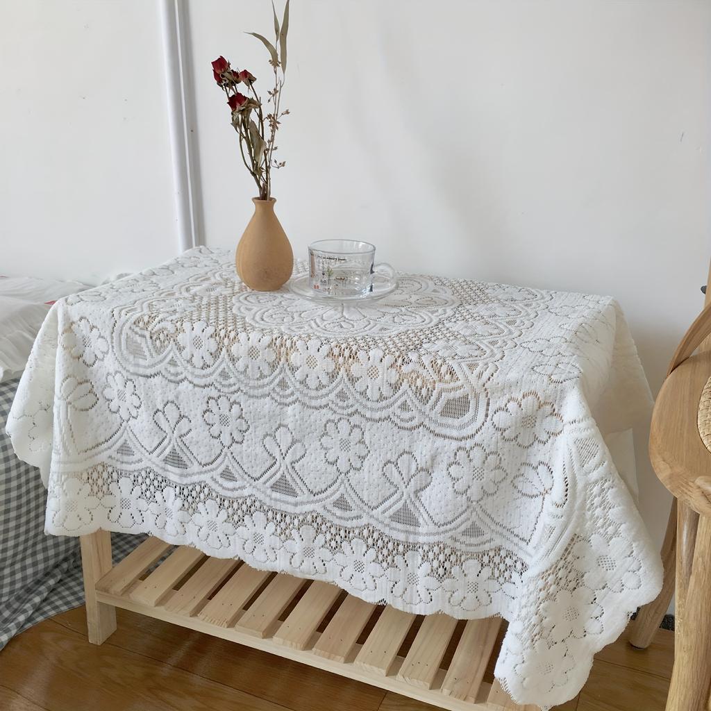 Modern Table Cloth White Vintage Lace Decorative Tablecloth Dining Table Cover Cloth Textile Wedding Party Hotel Home Decoration