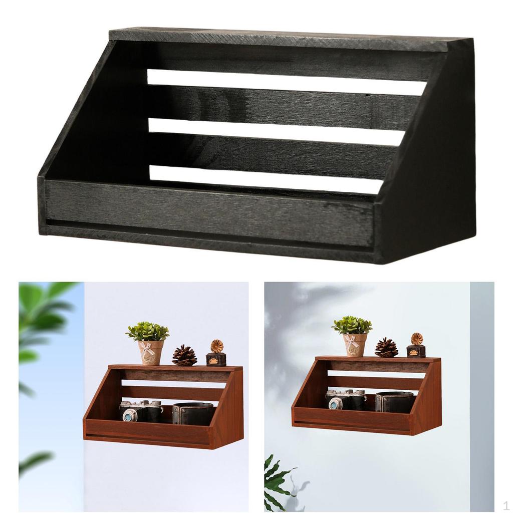 Easy-to-Install Wooden Hanging Shelf, Decorative Floating Wall-Mounted for Bathroom,