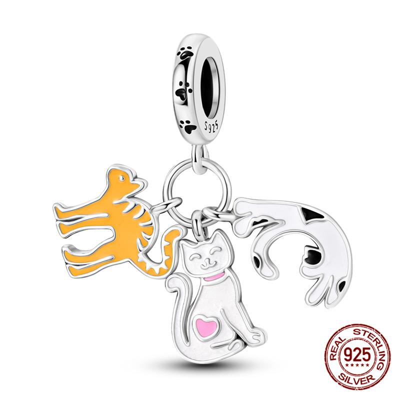 Fit Charms Fororiginal Bracelets And 3Mm Bracelets Cat Pendant Under The Mooncopper Jewelry Making For Women Gift