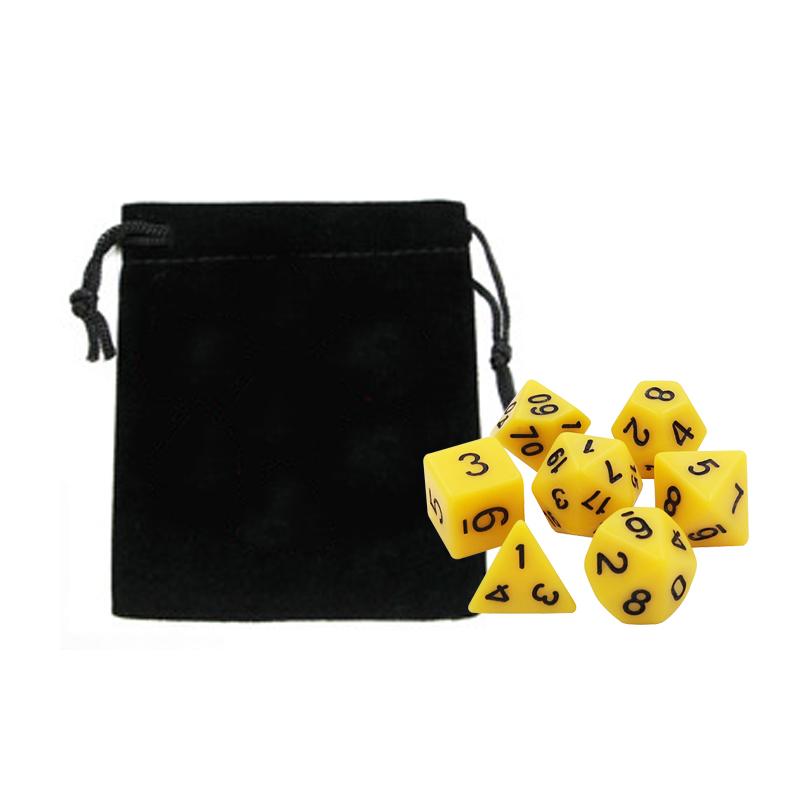 7pc/lot DND Dice Set with Velvet Dice Bag D4,D6,D8,D10,D10%,D12,D20 Colorful Accessories for Board Game,DnD, RPG GYH