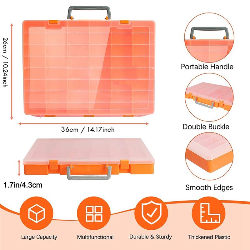 AD23-48 Grids Large Plastic Organizer Box With Adjustable Dividers, Beads Storage Containers Compartment Tackle Box Case