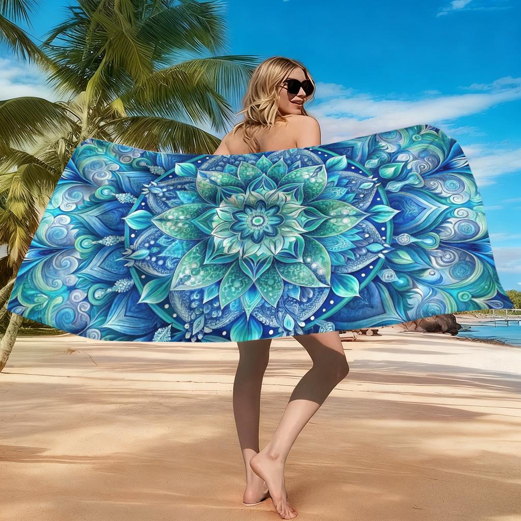1PC Mandala Patterns Print Beach Towel Quick-drying Towel Suitable for Seaside Pool Camping Vacation Yoga For Family Friends