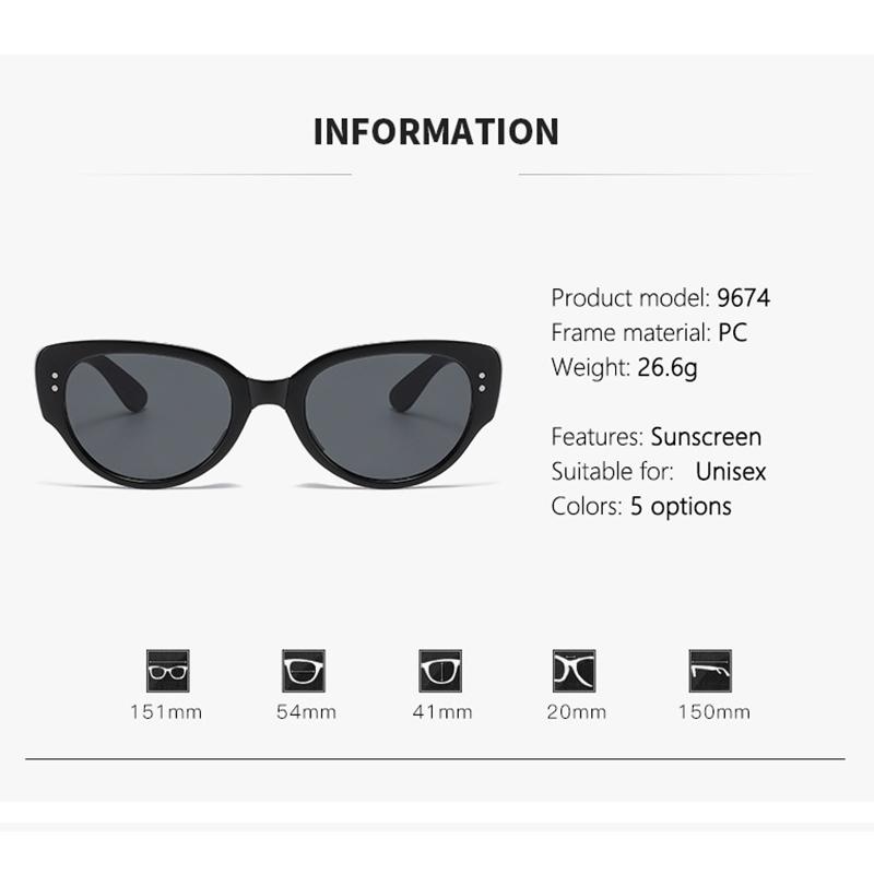 Retro Cat Eyes Foldable  New High-end Fashion-proof Sun Protection And Ultraviolet Narrow Frame Sunglasses 9674
