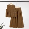 ZANZEA Women Summer Tank Tops and Long Skirts Casual Two Piece Suit Sets
