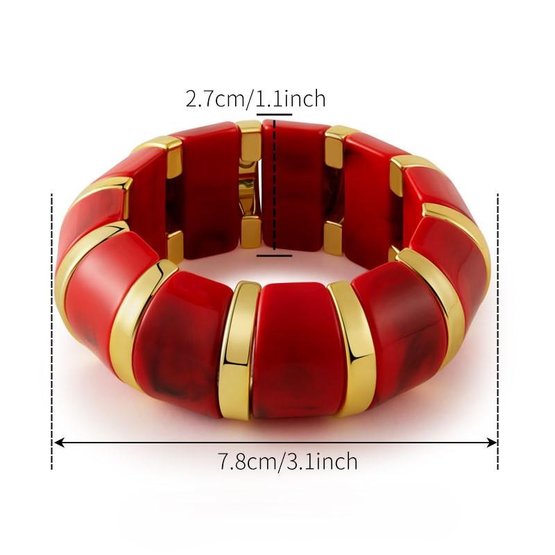 Vintage Punk Acrylic Elastic Rope Thick Wide Bracelet  Charm Bangles Temperament Jewelry For Women