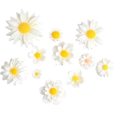 Zhiheng 44 Pack Flower Charms Daisy Peony Resin Flatback Beads for Jewelry Making Scrapbooking Phone Case Decor Hair Accessories Fairy Garden Decor