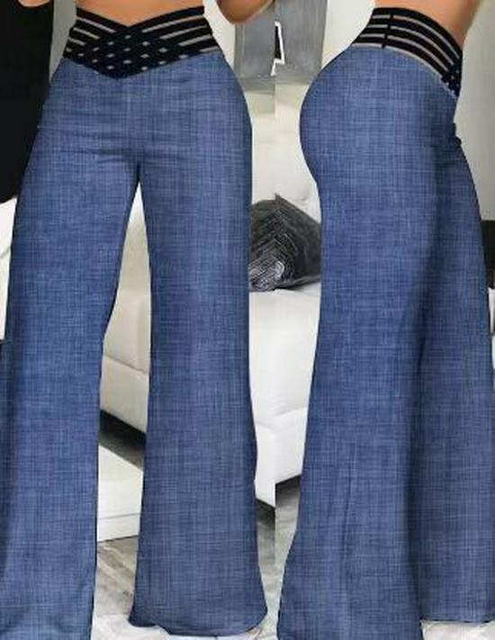 2023 Summer Women's High Waist Hollow Belt Wide Leg Trousers