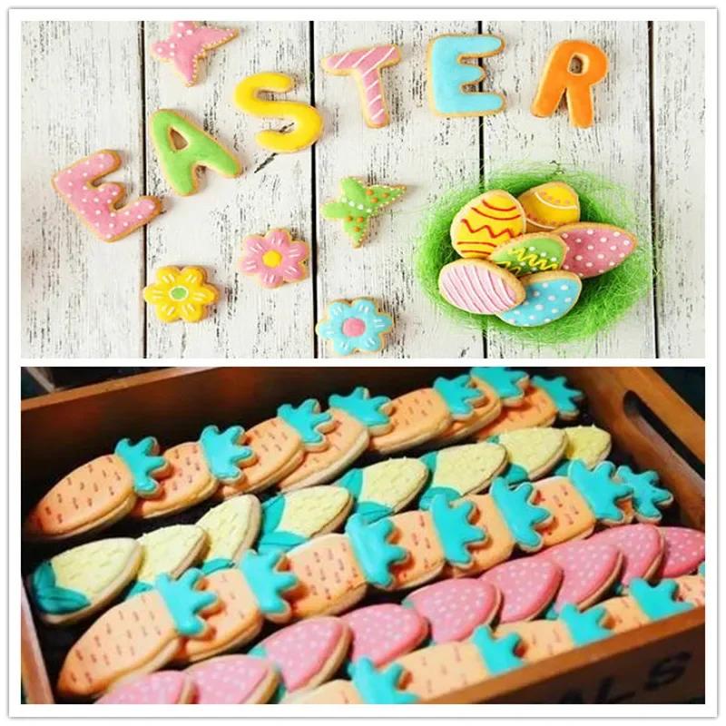 New Easter Cookie Cutter Set Bunny,Egg,Flower,Rabbit Face,Chick,Carrot,Butterfly-Stainless Steel Fondant Cutter Mold Baking Tool
