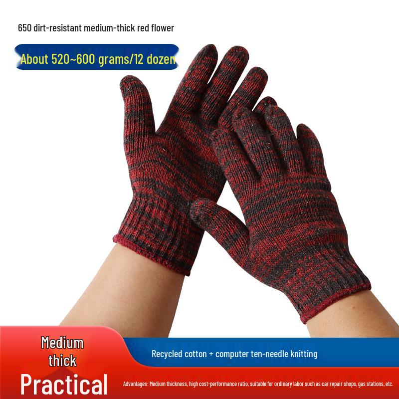 Guantes de Trabajo Antideslizantes para Mujer, Hilo de Algodón Resistente al Desgaste para Sitio de Construcción