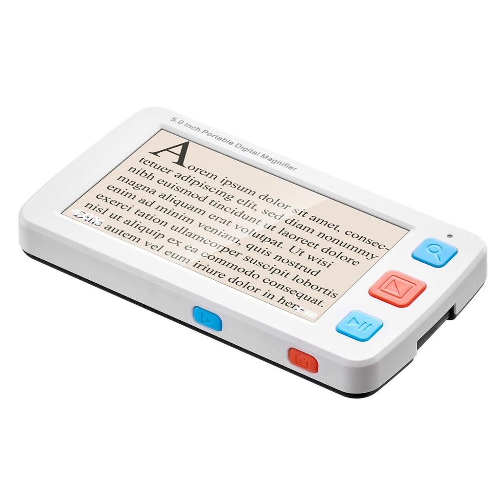 Portable Digital Magnifier, 127mm HD Electronic Video Magnifier for Low Version, 4X - 32X Zoom Electronic Reading Aid with 17 Color Mode, AV Output,