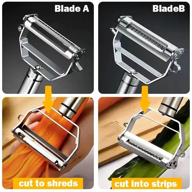 4-in-1 Multi Peeler, Stainless Steel Vegetable Fruit Peeler Grater Slicer & Shredder, Julienne Cutter Kitchen Tool Kitchen Items