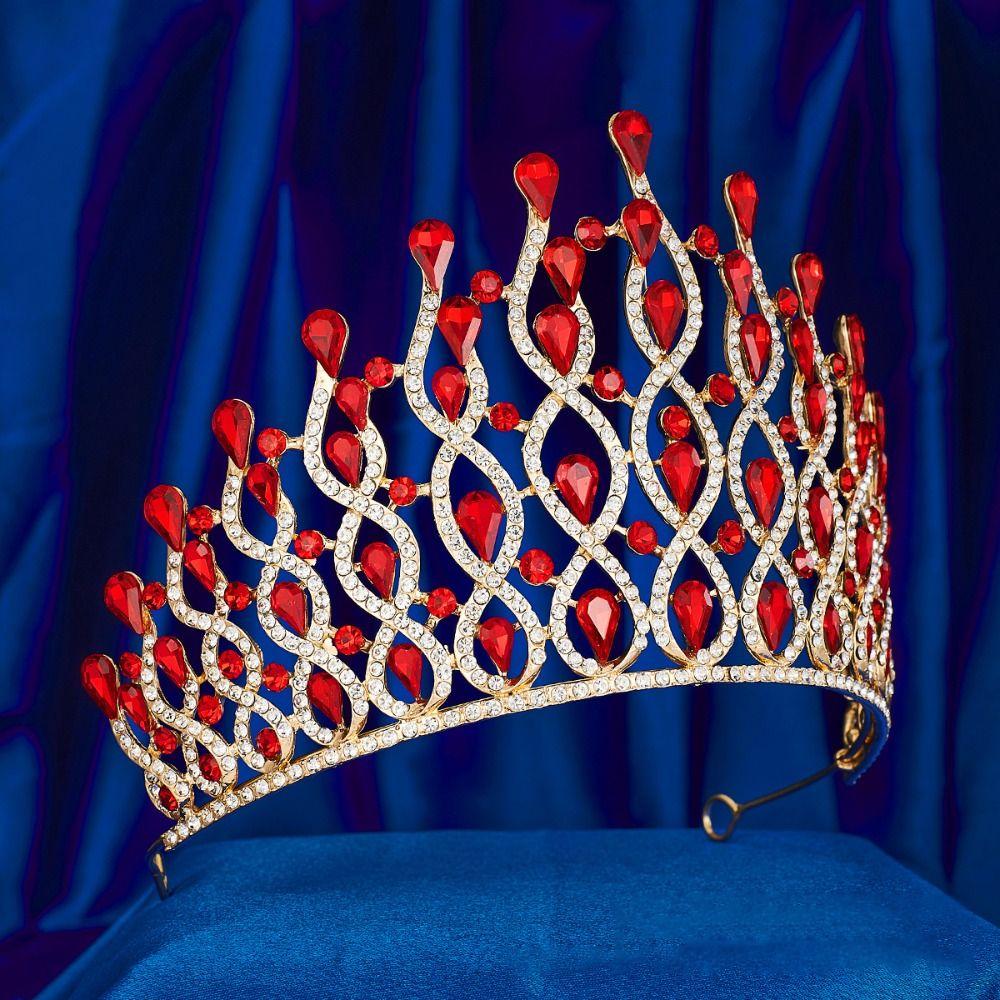 Sparkling Baroque Queen Tiaras Elegant Bridal Headwear Rhinestone Diadem Birthday Party