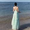 Mint Mambo Beach Resort Chic Halter Neck Fairy Dress with Flowing Hem Skirt