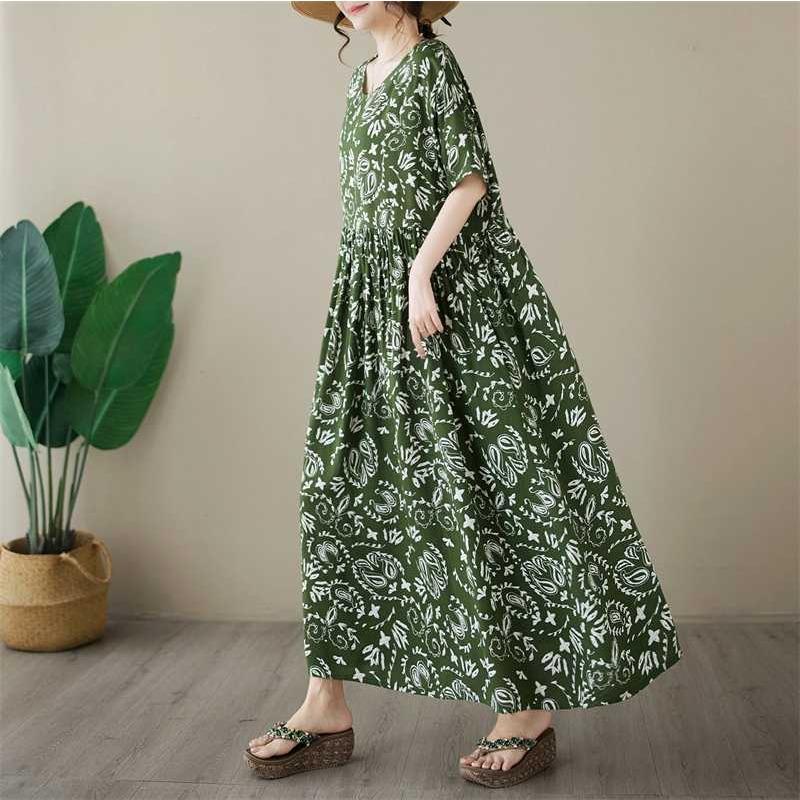 Simple Fashion Plus Size Round Neck Printed Dress